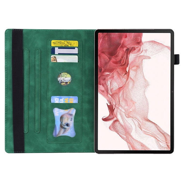 For Samsung Galaxy Tab S9+ Wallet Tablet Case Business PU Leather Stand Pencil Holder Loop Stand Cover - Green