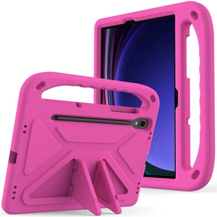 Handle EVA Case for Samsung Galaxy Tab S7 / S8 / S9 , Shockproof Kickstand Tablet Cover - Rose