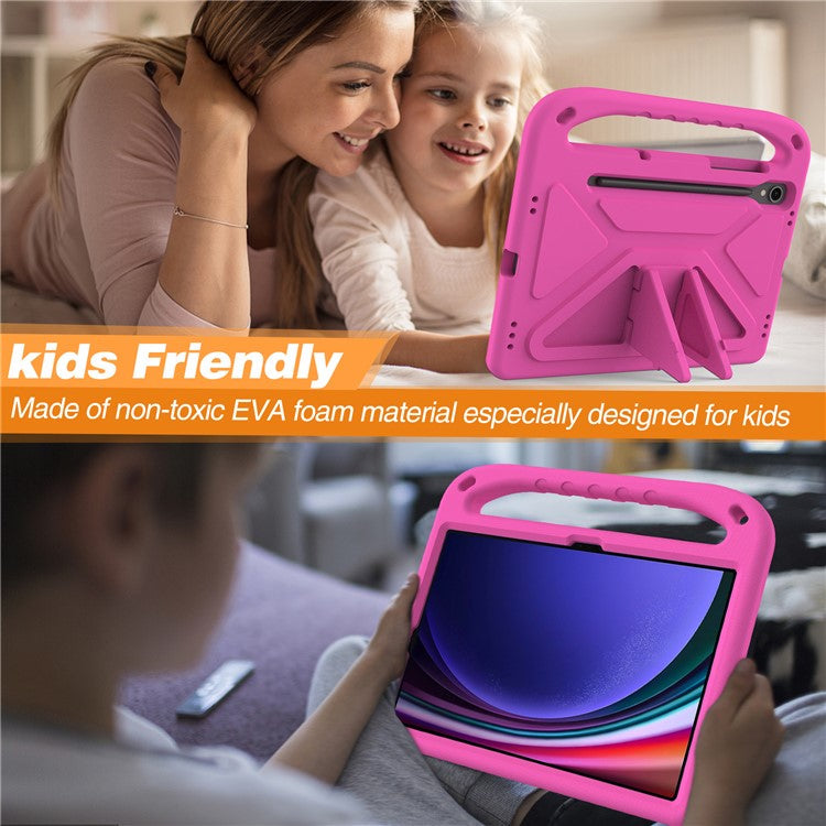 Handle EVA Case for Samsung Galaxy Tab S7 / S8 / S9 , Shockproof Kickstand Tablet Cover - Rose