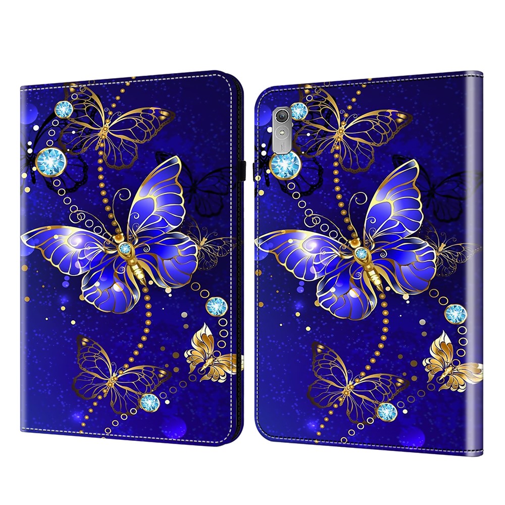 Anti-scratch PU Leather Tablet Case For Lenovo Tab P11 Gen 2 Pattern Printing Stand Card Holder Cover - Diamond Butterfly