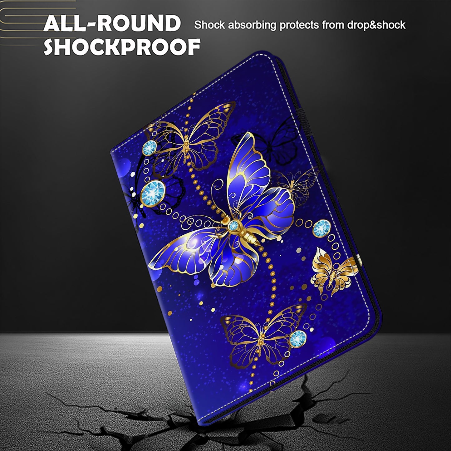 For Samsung Galaxy Tab S10+ / S9+ / S9 FE+ All-Inclusive Protection PU Leather TPU Tablet Stand Case Pattern Printing Cover - Diamond Butterfly