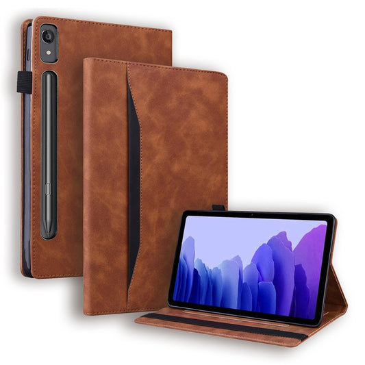 For Lenovo Tab P12 PU Leather Tablet Case Wallet Stand Full Protection Tablet Cover - Brown