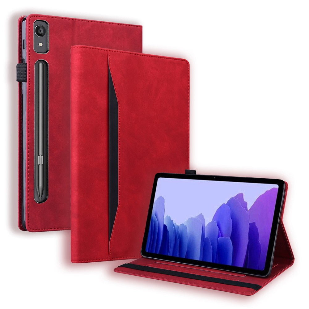For Lenovo Tab P12 PU Leather Tablet Case Wallet Stand Full Protection Tablet Cover - Red