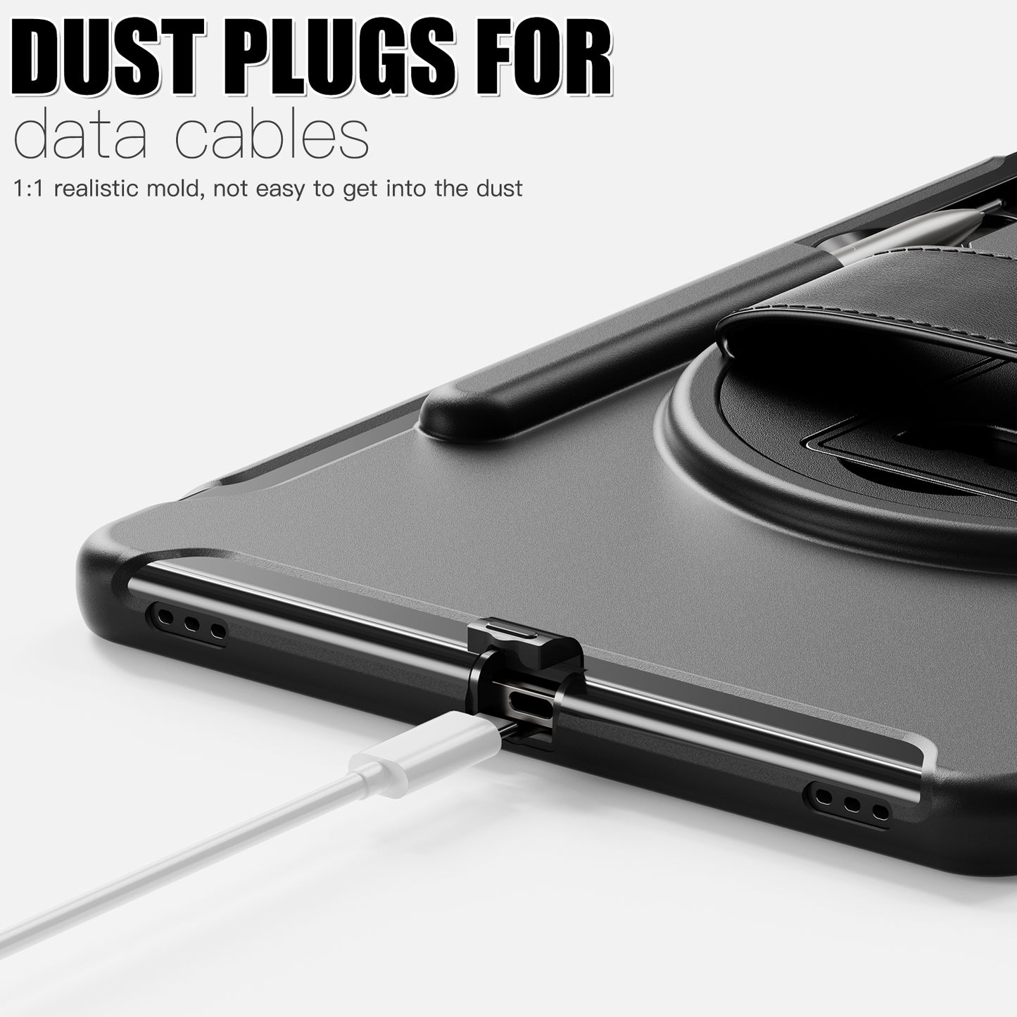 For Samsung Galaxy Tab S9 FE+ / S7+ T970 / Tab S7 FE T730 / Tab S8+ X800 / Tab S9+ X810 Case Pen Holder PC+TPU Tablet Kickstand Cover - Black