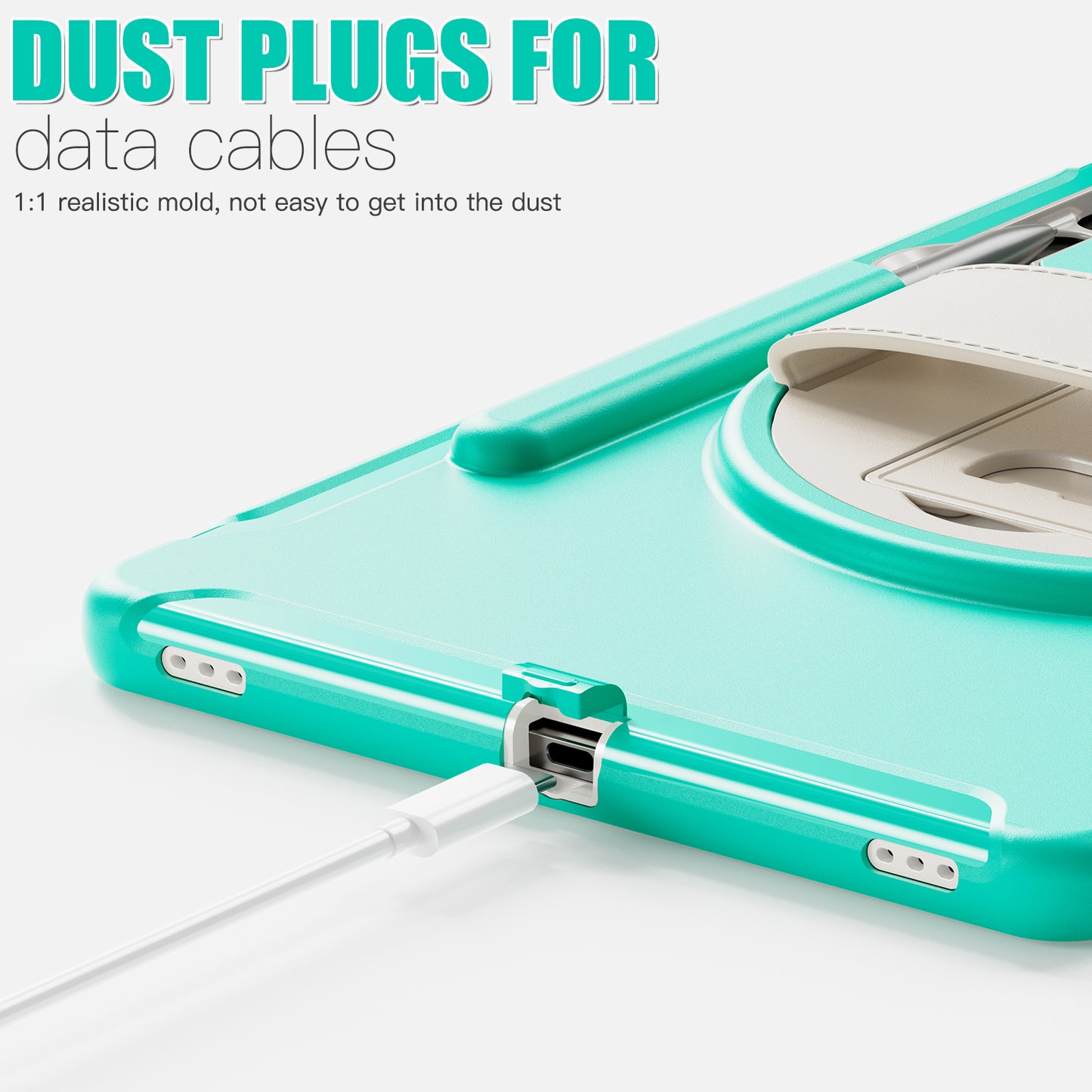 For Samsung Galaxy Tab S9 FE+ / S7+ T970 / Tab S7 FE T730 / Tab S8+ X800 / Tab S9+ X810 Case Pen Holder PC+TPU Tablet Kickstand Cover - Mint Green