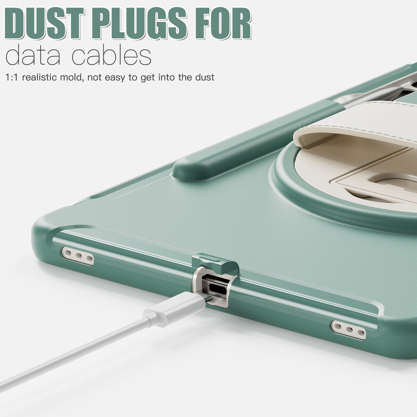 For Samsung Galaxy Tab S9 FE+ / S7+ T970 / Tab S7 FE T730 / Tab S8+ X800 / Tab S9+ X810 Case Pen Holder PC+TPU Tablet Kickstand Cover - Emerald Green