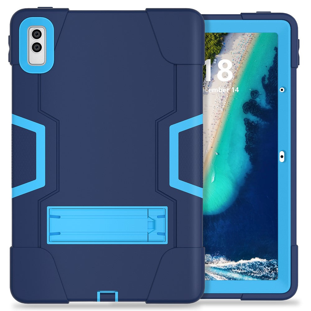 Kickstand Tablet Case for Lenovo Tab M10 5G , Robot Style Dual Color Silicone + PC Anti-drop Cover - Navy Blue / Blue