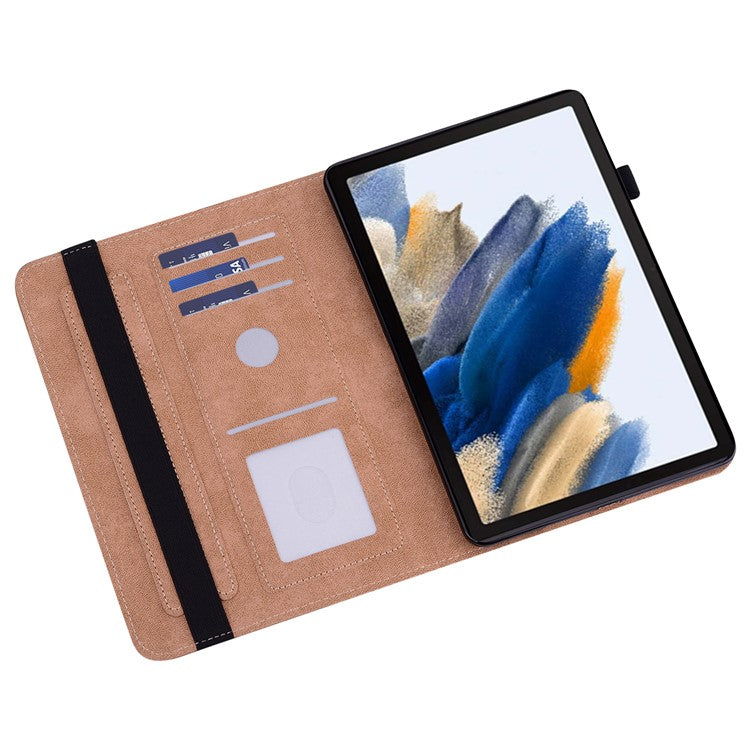 For Samsung Galaxy Tab A9 Cover PU Leather Stand Shell Card Holder Tablet Case - Red