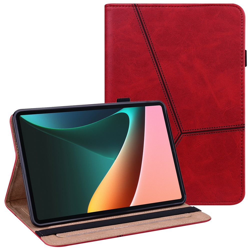 For Lenovo Xiaoxin Pad Pro 12.7 inch PU Leather Case Stand Card Holder Tablet Cover - Red