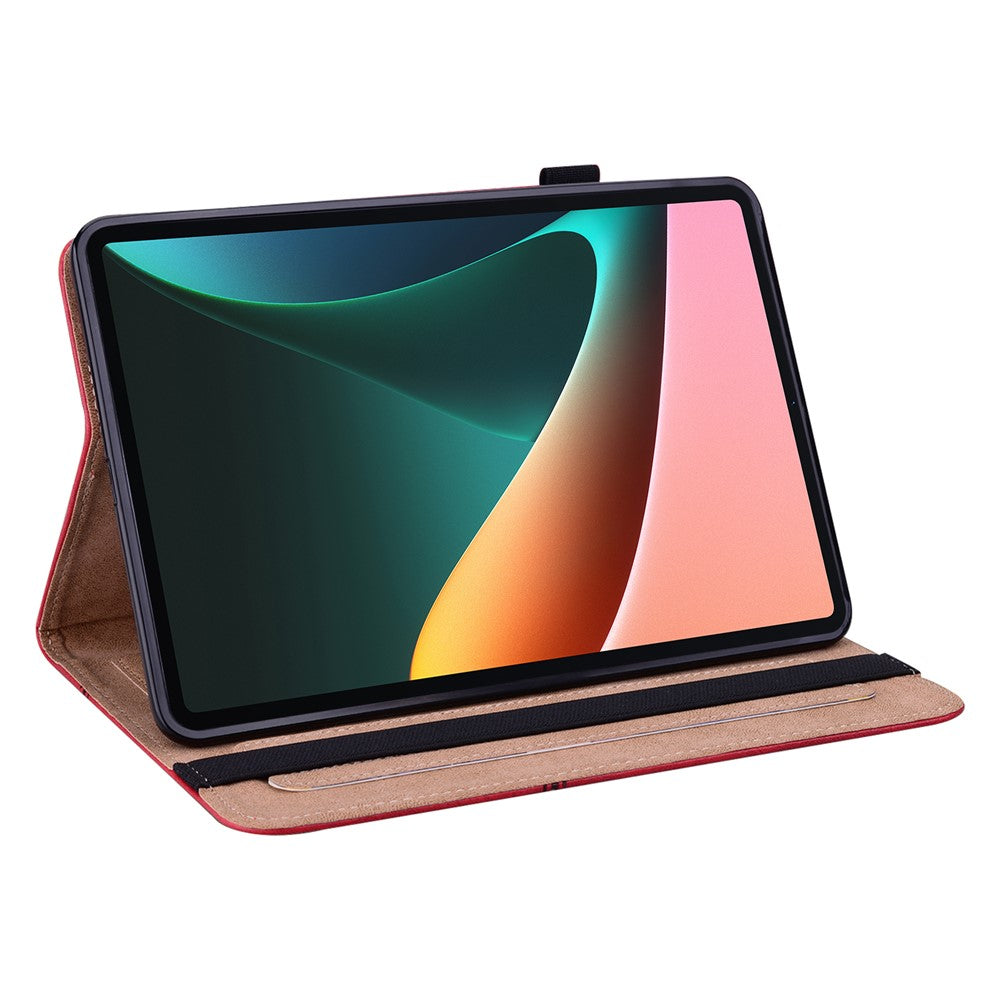 For Lenovo Xiaoxin Pad Pro 12.7 inch PU Leather Case Stand Card Holder Tablet Cover - Red