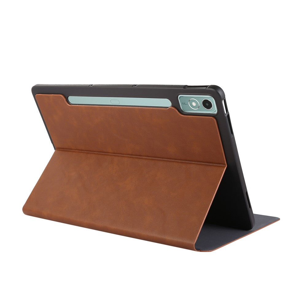 For Lenovo Xiaoxin Pad Pro 12.7 inch Case Shockproof PU Leather Flip Tablet Cover with Stand - Brown