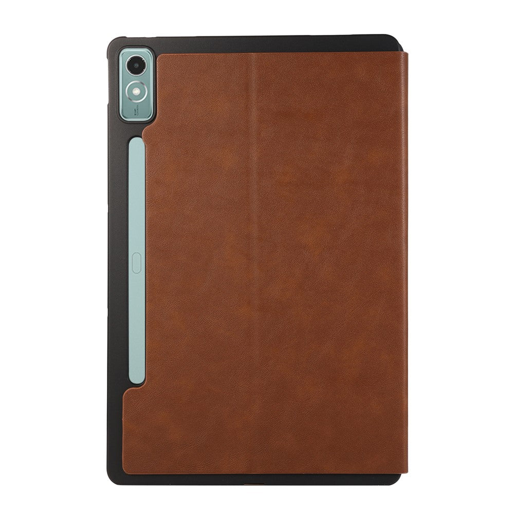 For Lenovo Xiaoxin Pad Pro 12.7 inch Case Shockproof PU Leather Flip Tablet Cover with Stand - Brown