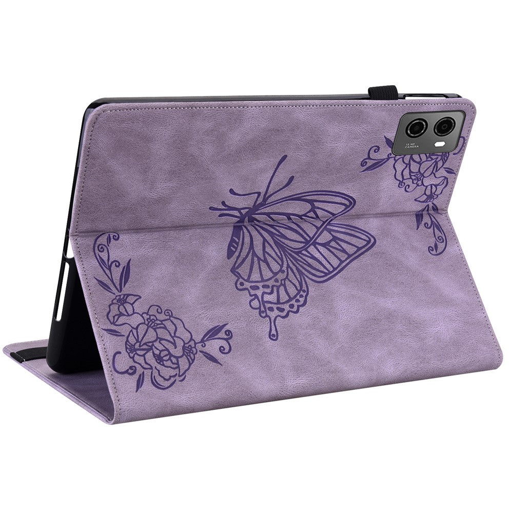 For Lenovo Legion Y700 (2023) / Tab Gen 2 Case PU Leather Imprinted Card Holder Stand Tablet Cover - Purple