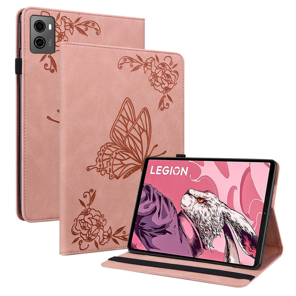 For Lenovo Legion Y700 (2023) / Tab Gen 2 Case PU Leather Imprinted Card Holder Stand Tablet Cover - Pink