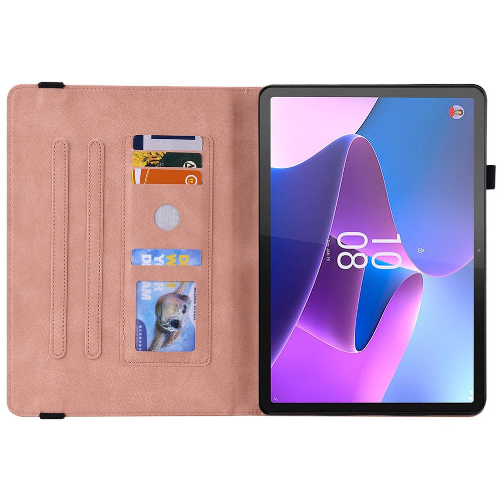 For Lenovo Tab P12 Case Butterfly Flower Imprinted PU Leather Stand Tablet Cover - Pink