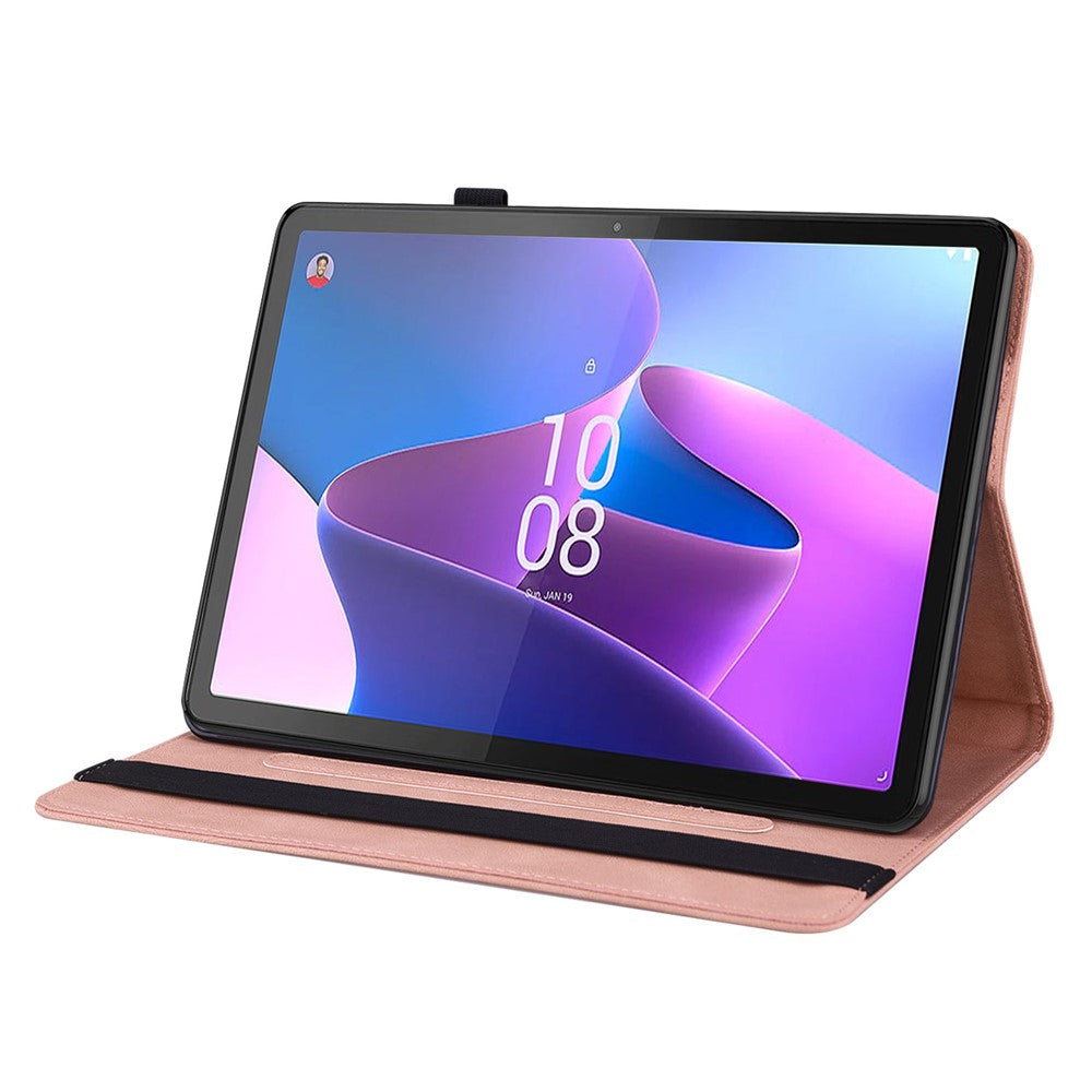 For Lenovo Tab P12 Case Butterfly Flower Imprinted PU Leather Stand Tablet Cover - Pink