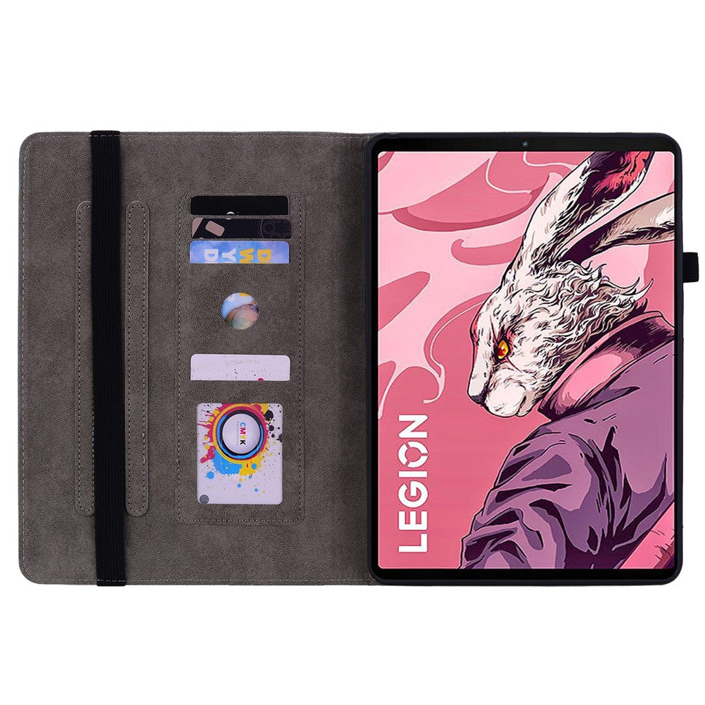 For Lenovo Legion Y700 (2023) / Tab Gen 2 Leather Case Butterfly Rose Imprint Card Slots Tablet Cover - Pink