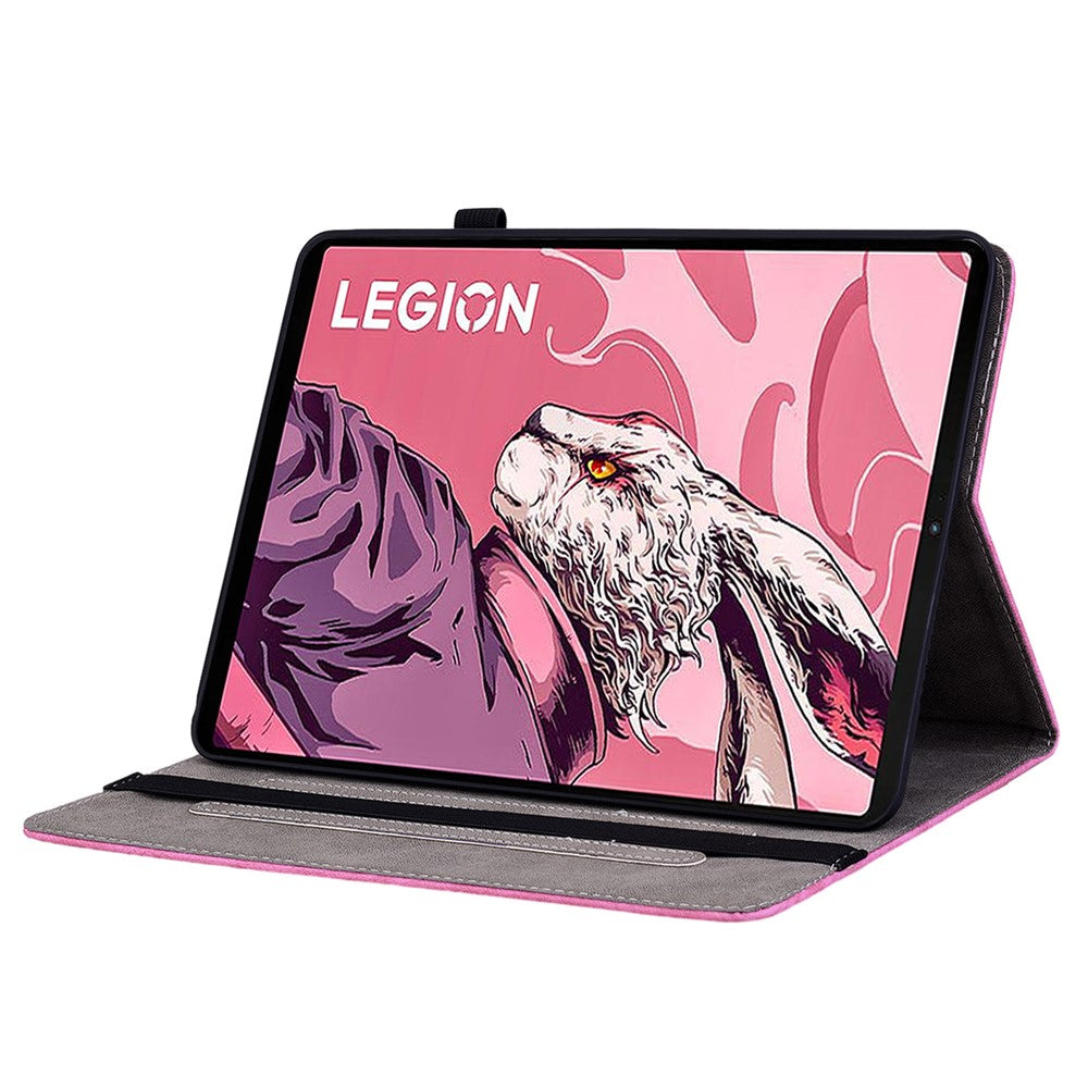 For Lenovo Legion Y700 (2023) / Tab Gen 2 Leather Case Butterfly Rose Imprint Card Slots Tablet Cover - Rose