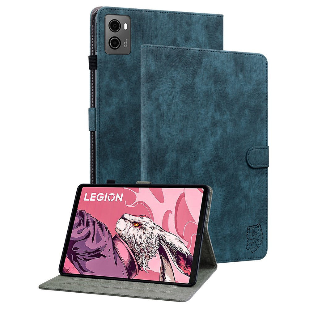 For Lenovo Legion Y700 (2023) / Tab Gen 2 Cover Imprinted Stand PU Leather Card Holder Tablet Case - Dark Blue