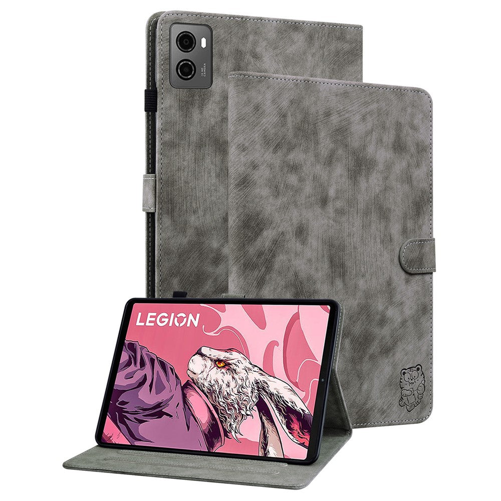 For Lenovo Legion Y700 (2023) / Tab Gen 2 Cover Imprinted Stand PU Leather Card Holder Tablet Case - Grey
