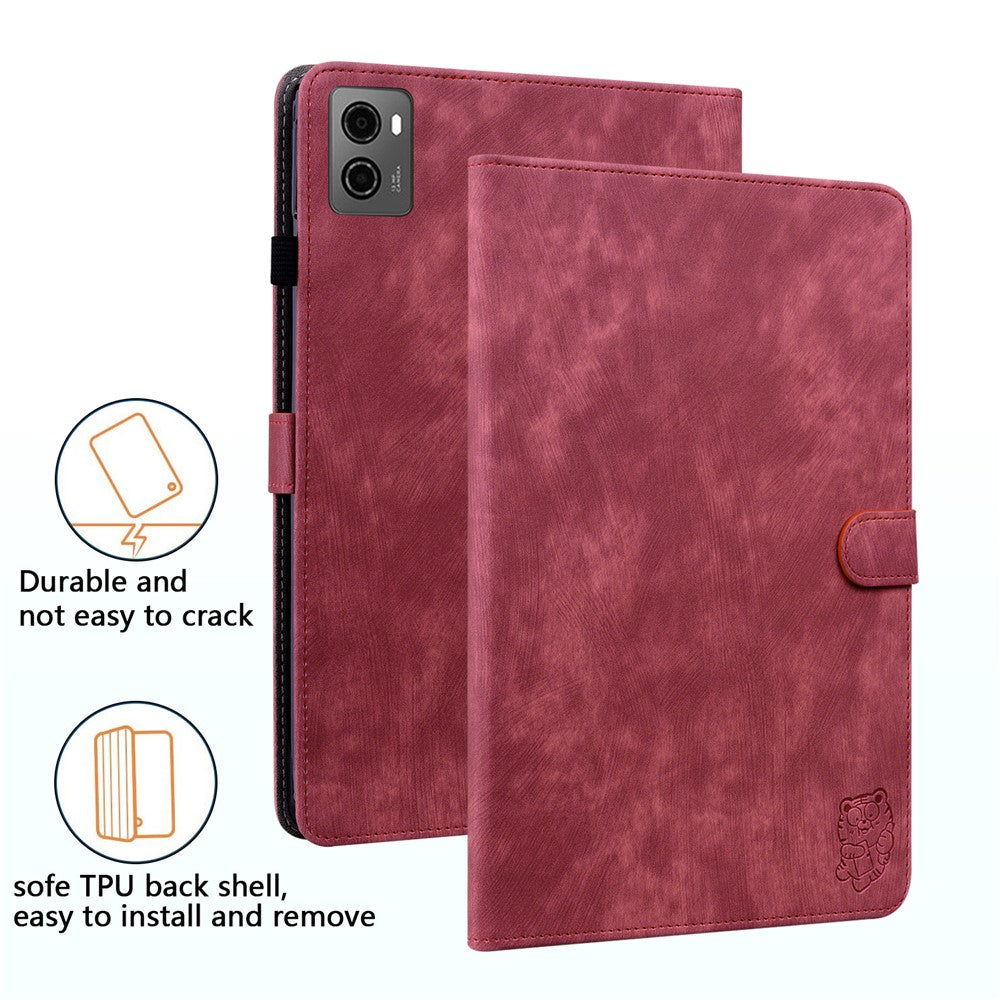 For Lenovo Legion Y700 (2023) / Tab Gen 2 Cover Imprinted Stand PU Leather Card Holder Tablet Case - Red