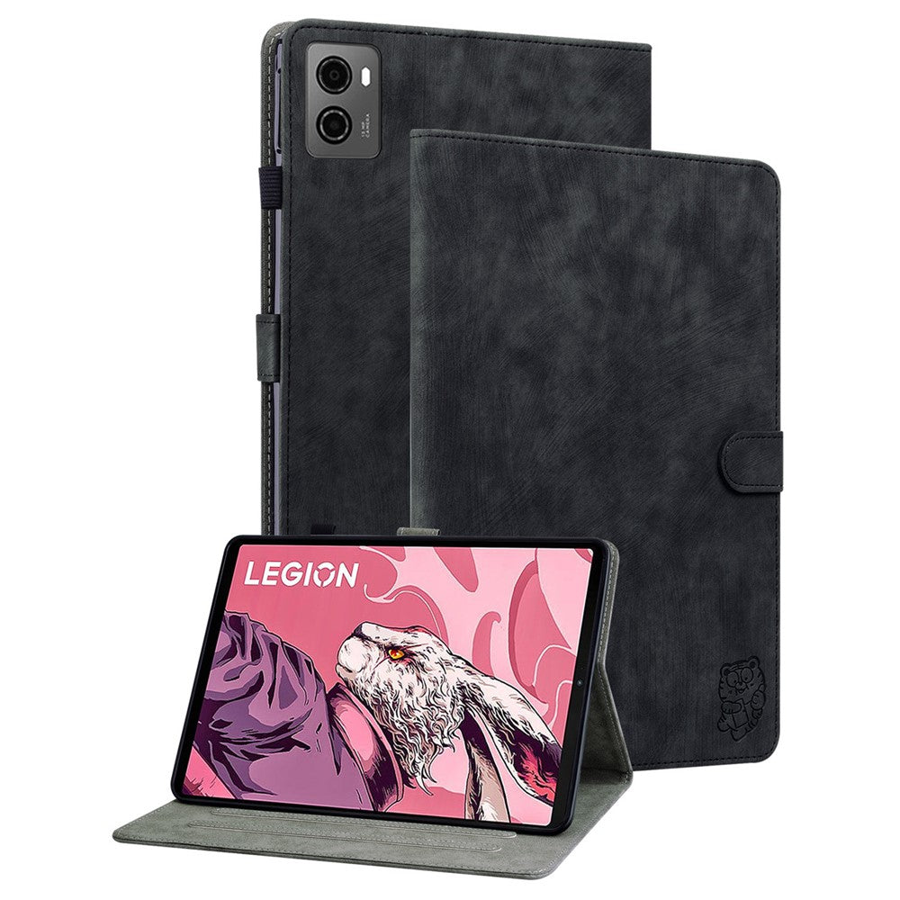 For Lenovo Legion Y700 (2023) / Tab Gen 2 Cover Imprinted Stand PU Leather Card Holder Tablet Case - Black