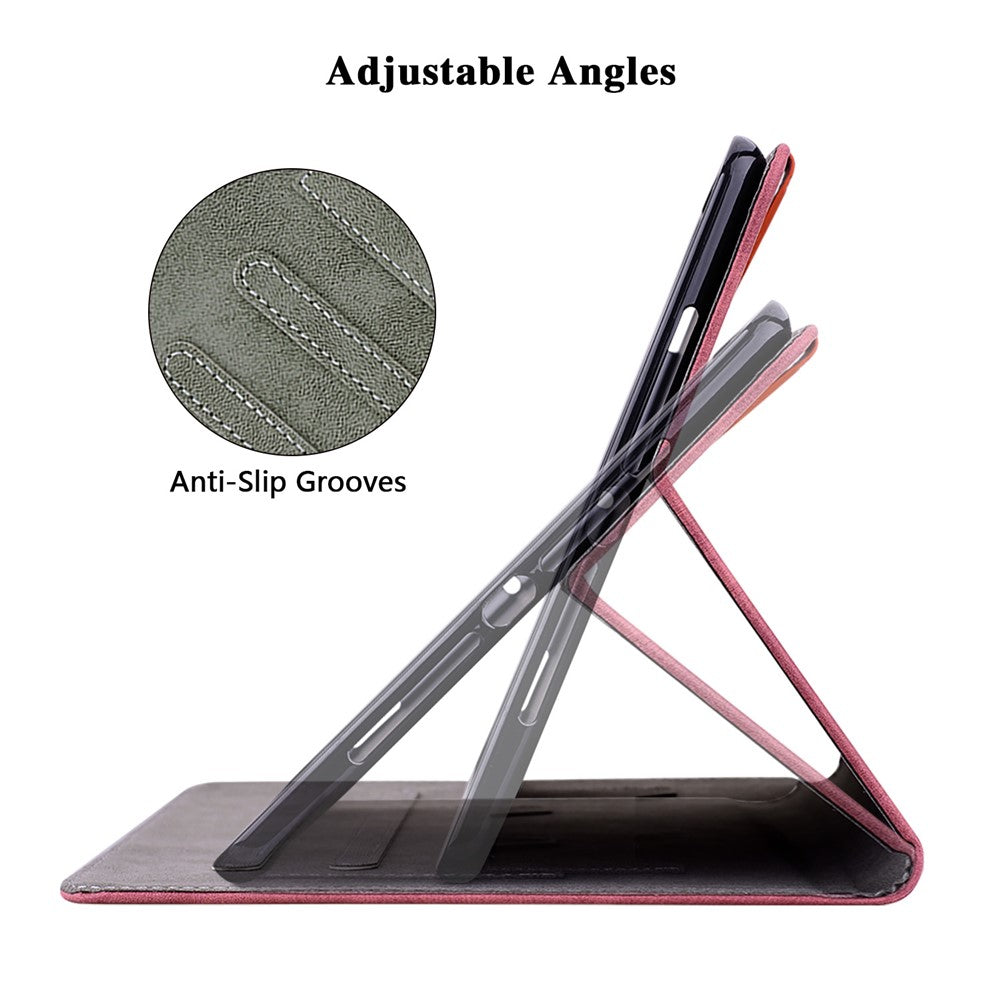 For Lenovo Tab M10 5G Anti-drop Case Imprinted PU Leather Card Holder Tablet Cover - Red