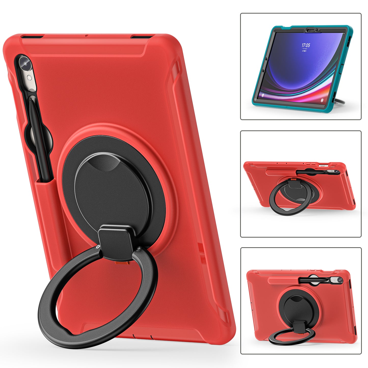 For Samsung Galaxy Tab S9 FE / S7 T870 / S8 X700 / S9 X710 Case Kickstand Tablet Cover with Pen Slot - Red