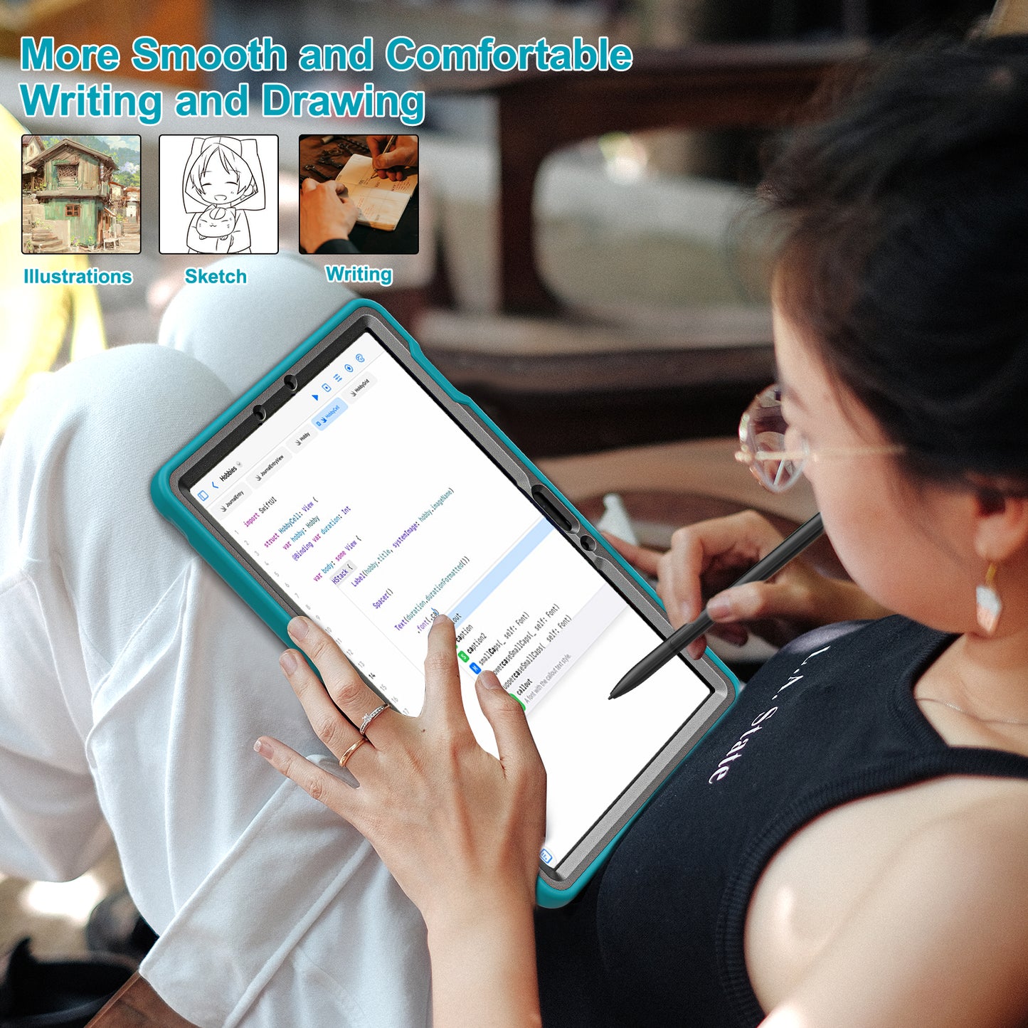 For Samsung Galaxy Tab S9 FE / S7 T870 / S8 X700 / S9 X710 Case Kickstand Tablet Cover with Pen Slot - Blue