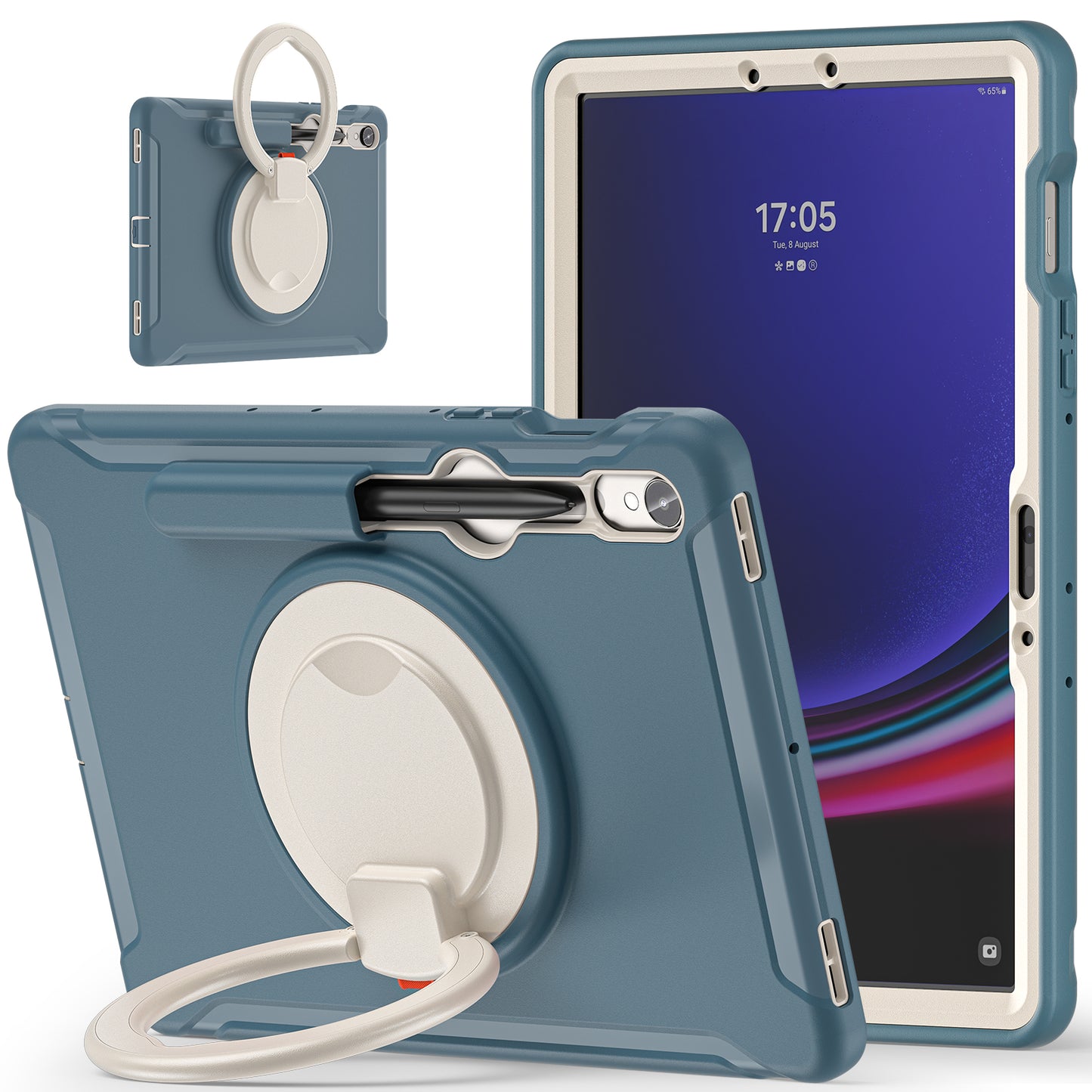 For Samsung Galaxy Tab S9 FE / S7 T870 / S8 X700 / S9 X710 Case Kickstand Tablet Cover with Pen Slot - Cornflower Blue