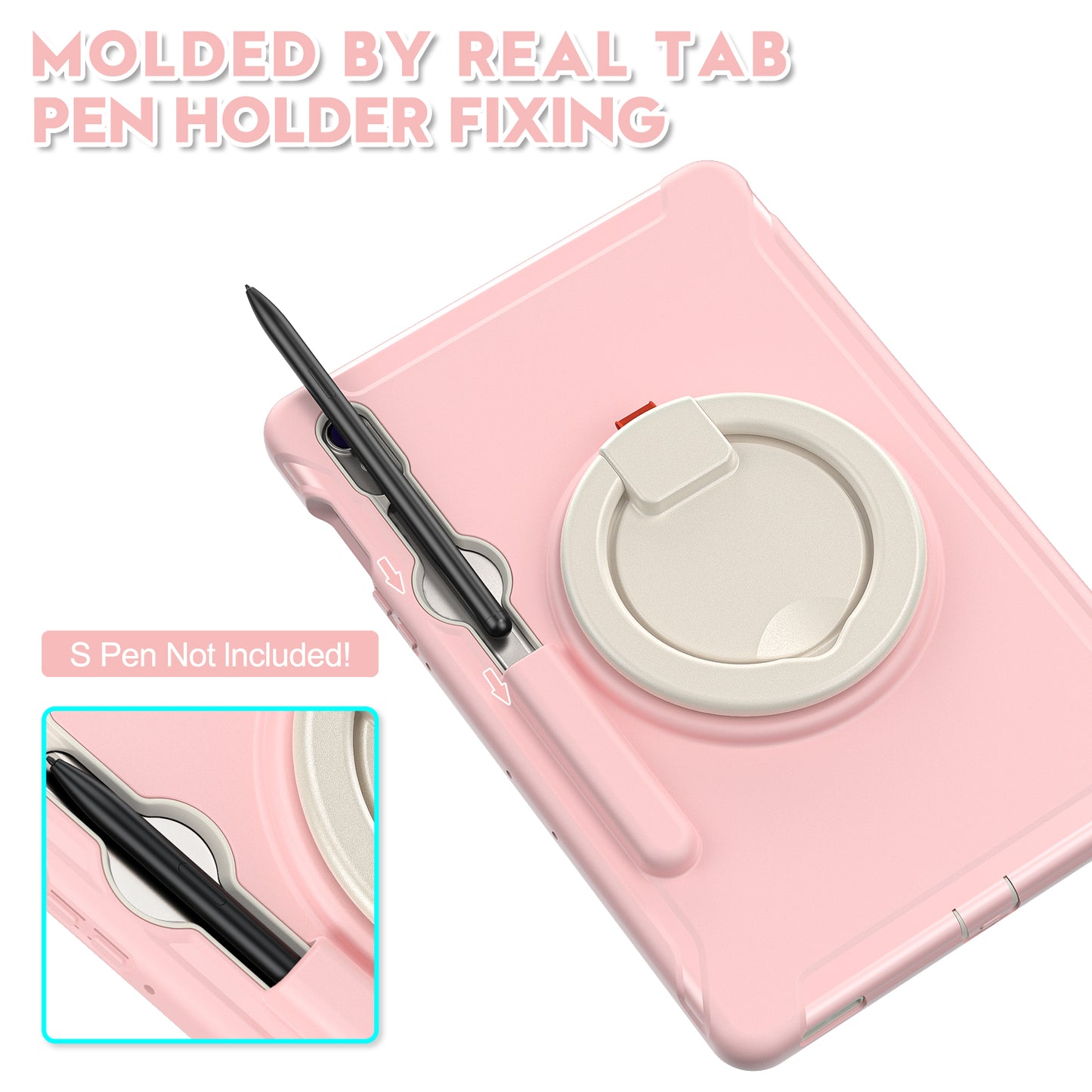 For Samsung Galaxy Tab S9 FE / S7 T870 / S8 X700 / S9 X710 Case Kickstand Tablet Cover with Pen Slot - Cherry Blossoms Pink