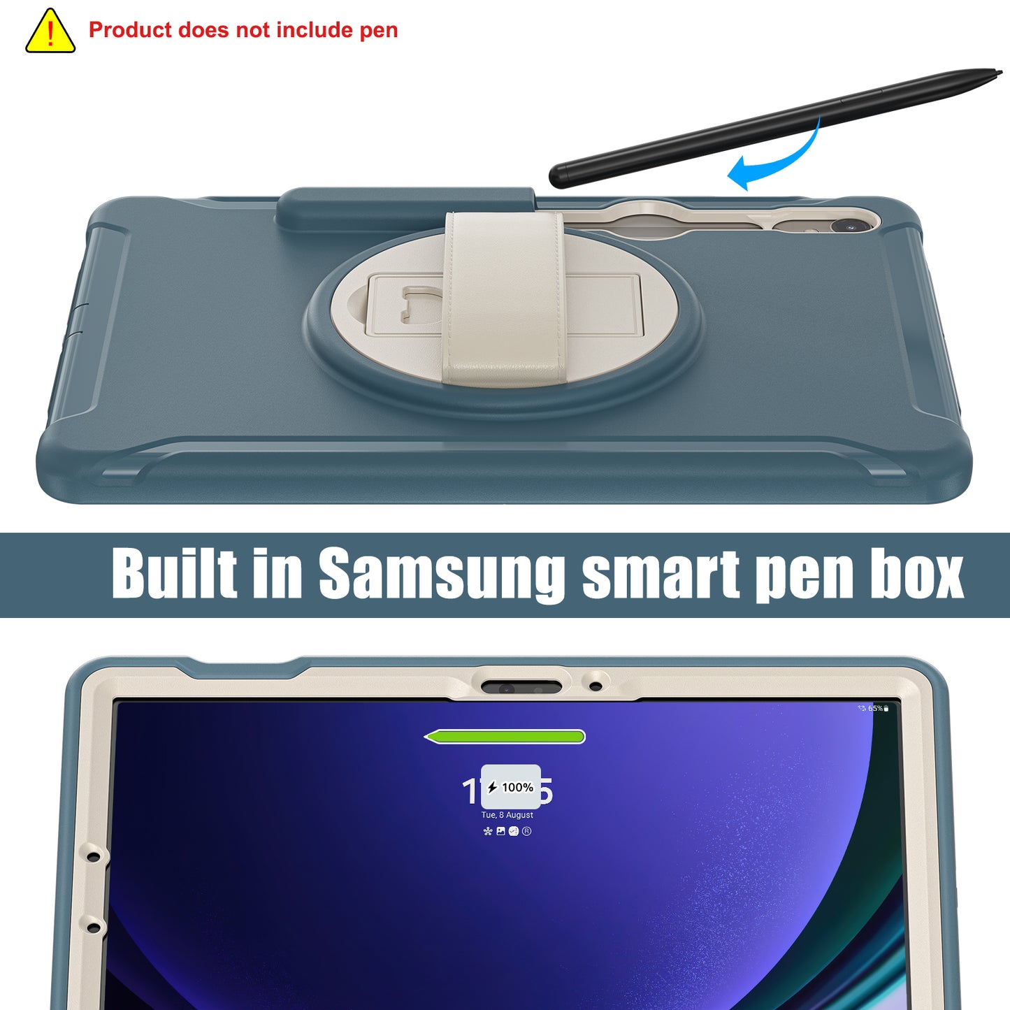 For Samsung Galaxy Tab S9 FE / S7 T870 / S8 X700 / S9 X710 Case PC+TPU Kickstand Tablet Cover with Pen Slot - Cornflower Blue