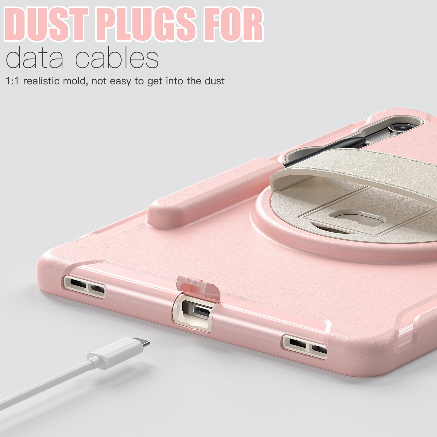 For Samsung Galaxy Tab S9 FE / S7 T870 / S8 X700 / S9 X710 Case PC+TPU Kickstand Tablet Cover with Pen Slot - Cherry Blossoms Pink