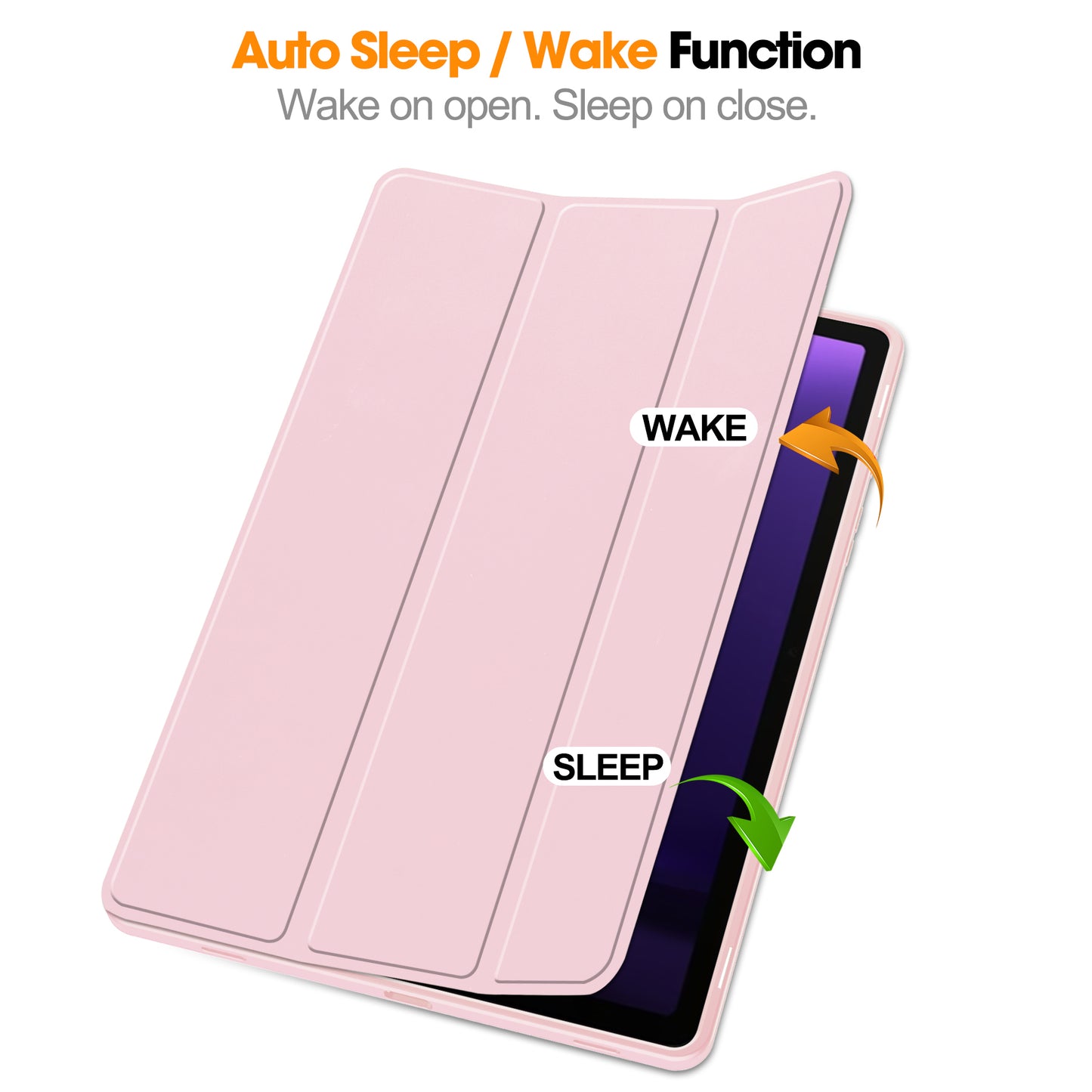 For Samsung Galaxy Tab S9 FE Leather Case Tri-fold Stand Pen Slot Tablet Cover - Pink