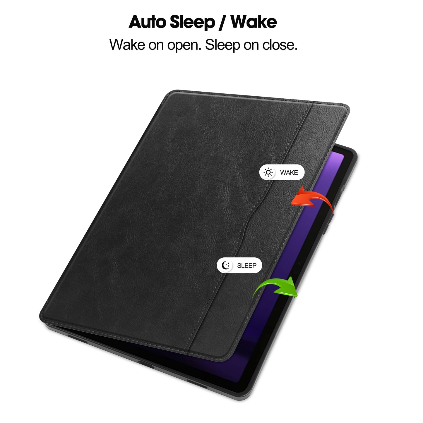 For Samsung Galaxy Tab S9 FE Leather Business Folio Cover Smart Tablet Case with Card Holder - Black