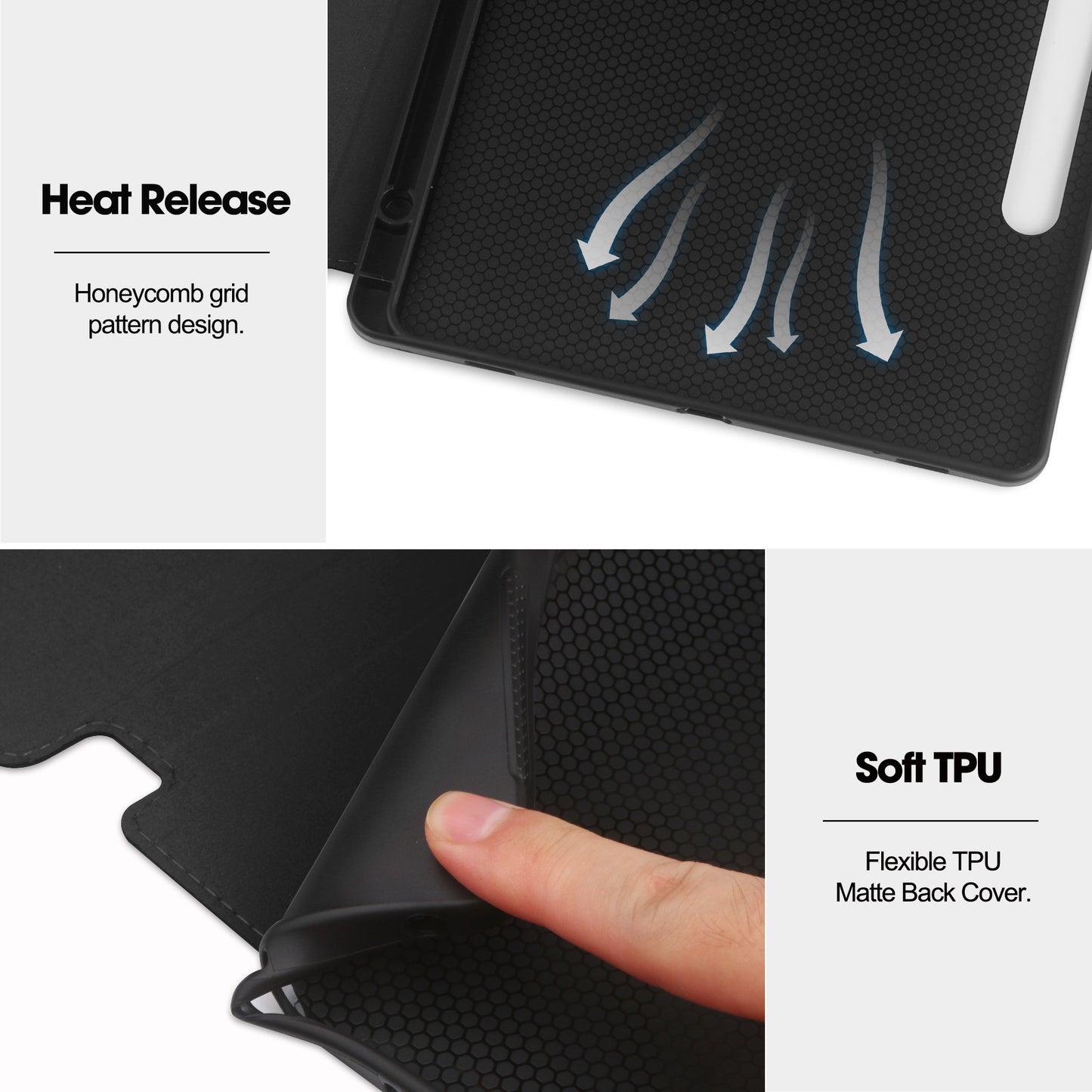 For Samsung Galaxy Tab S9 FE Leather Business Folio Cover Smart Tablet Case with Card Holder - Black