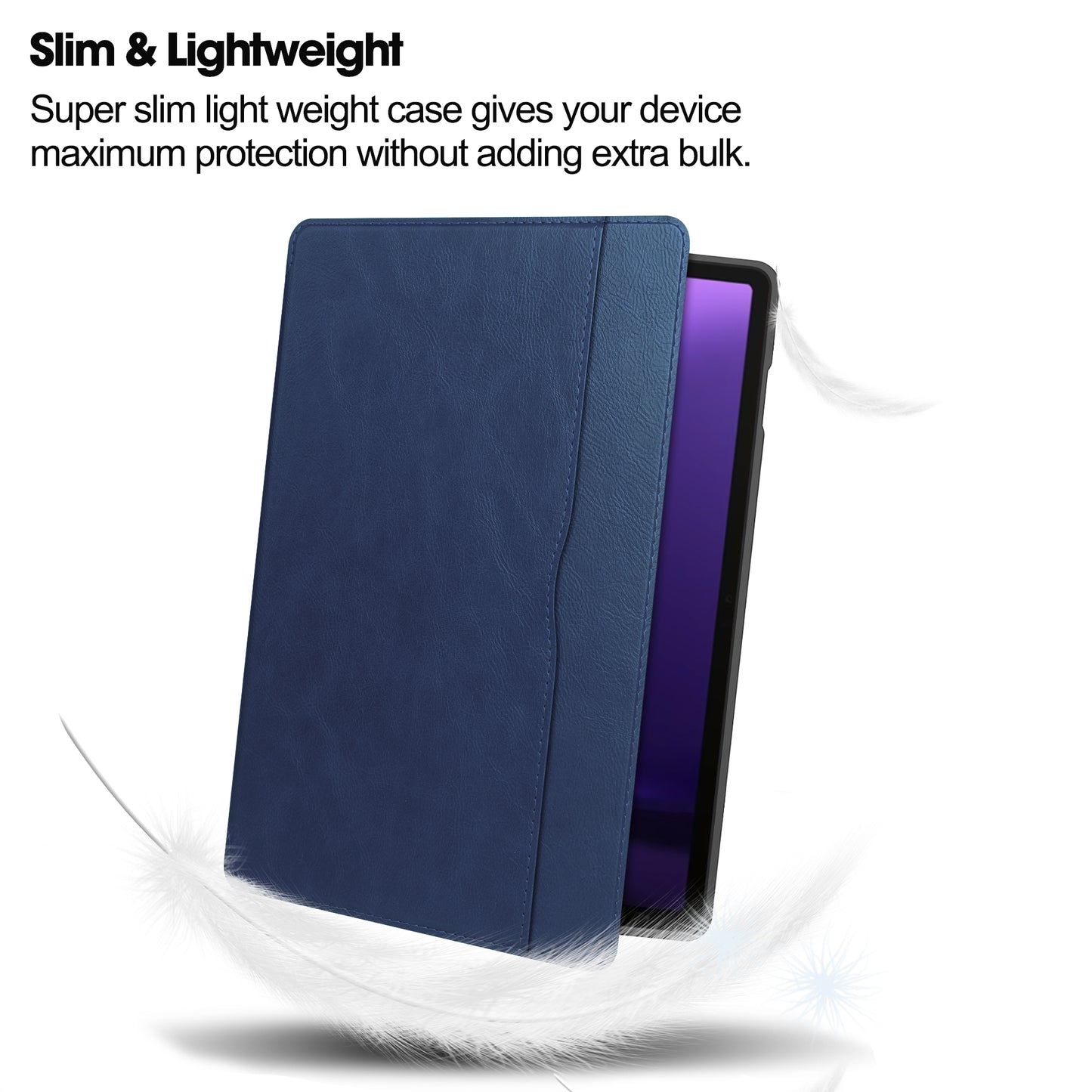 For Samsung Galaxy Tab S9 FE Leather Business Folio Cover Smart Tablet Case with Card Holder - Blue