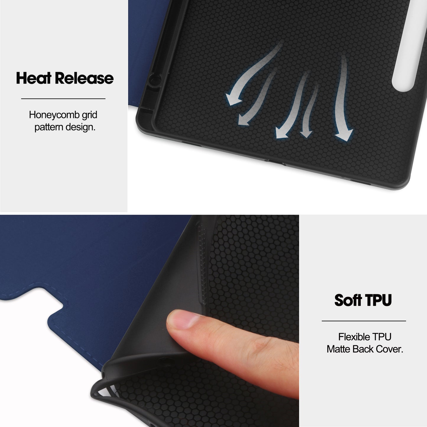 For Samsung Galaxy Tab S9 FE Leather Business Folio Cover Smart Tablet Case with Card Holder - Blue