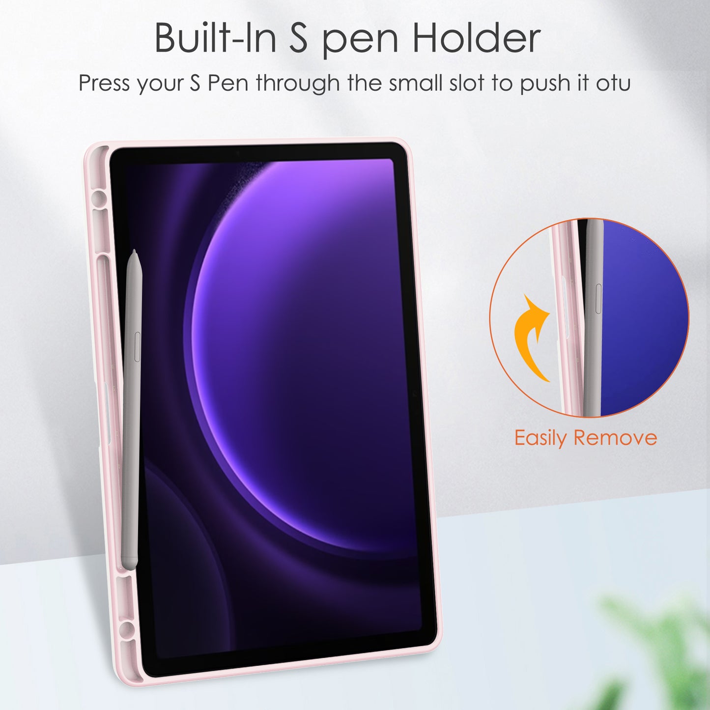 For Samsung Galaxy Tab S9 FE Tablet Case Leather+TPU+Acrylic Stand Cover with Pen Slot - Pink