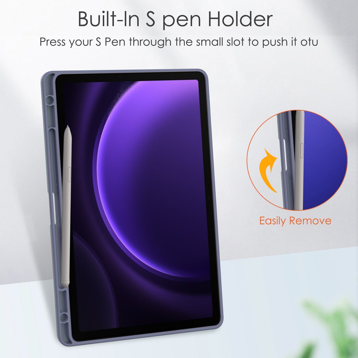 For Samsung Galaxy Tab S9 FE Tablet Case Leather+TPU+Acrylic Stand Cover with Pen Slot - Purple