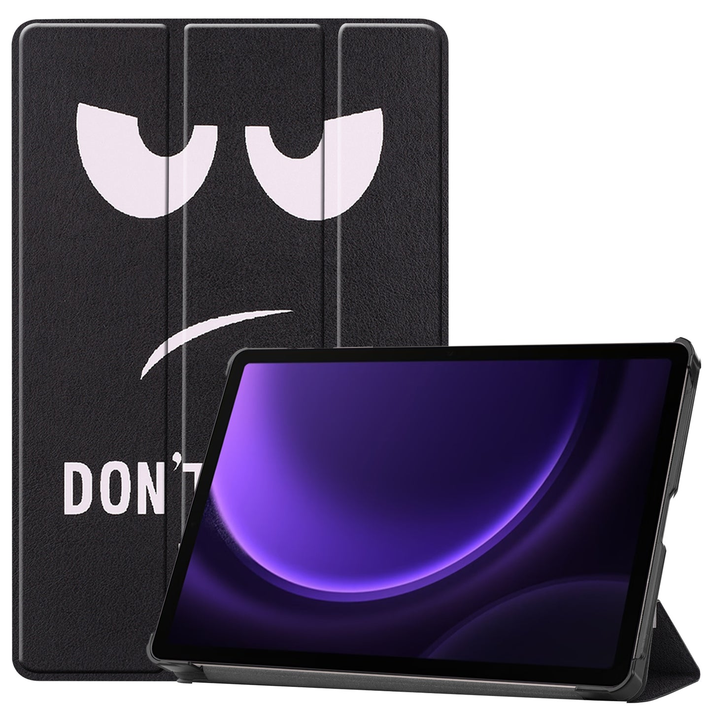 For Samsung Galaxy Tab S9 FE Case Pattern Printing Trifold Stand Tablet Cover - Don't Touch Me