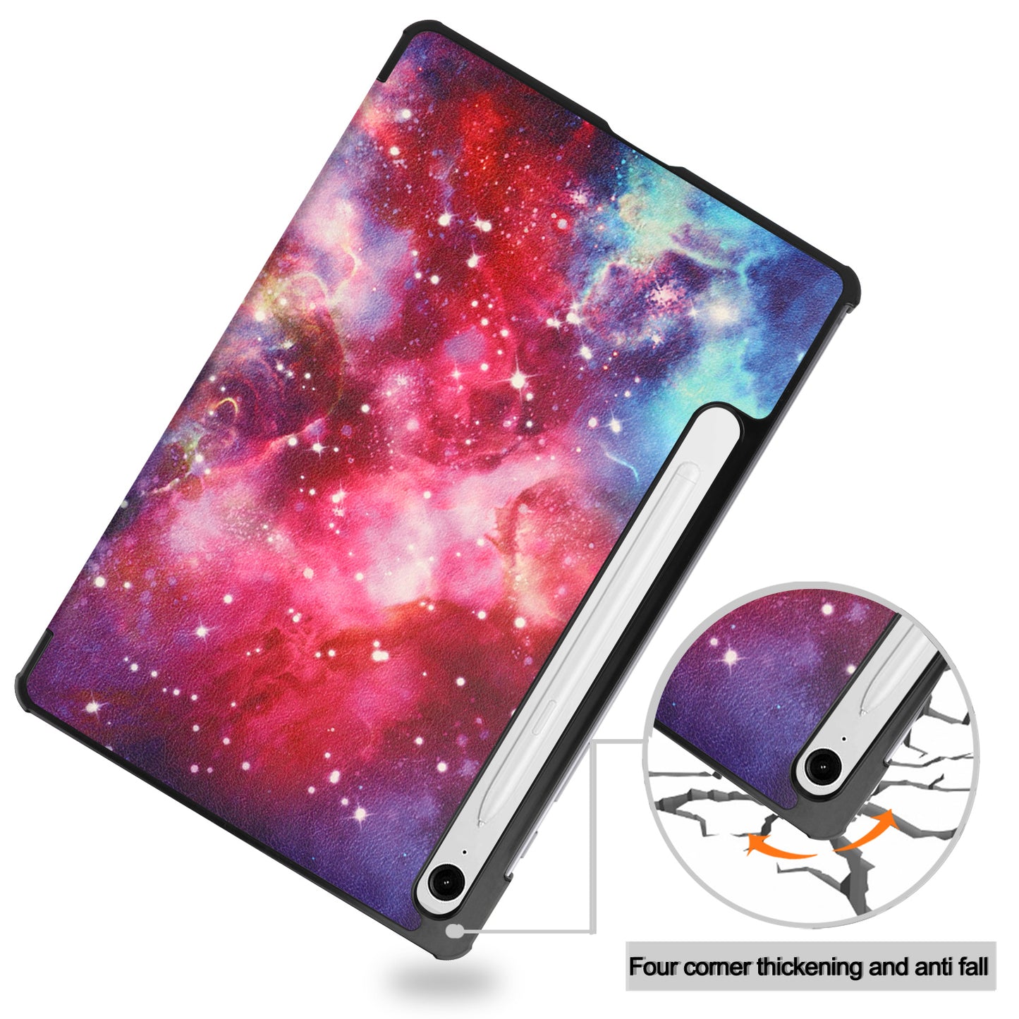 For Samsung Galaxy Tab S9 FE Case Pattern Printing Trifold Stand Tablet Cover - Galaxy
