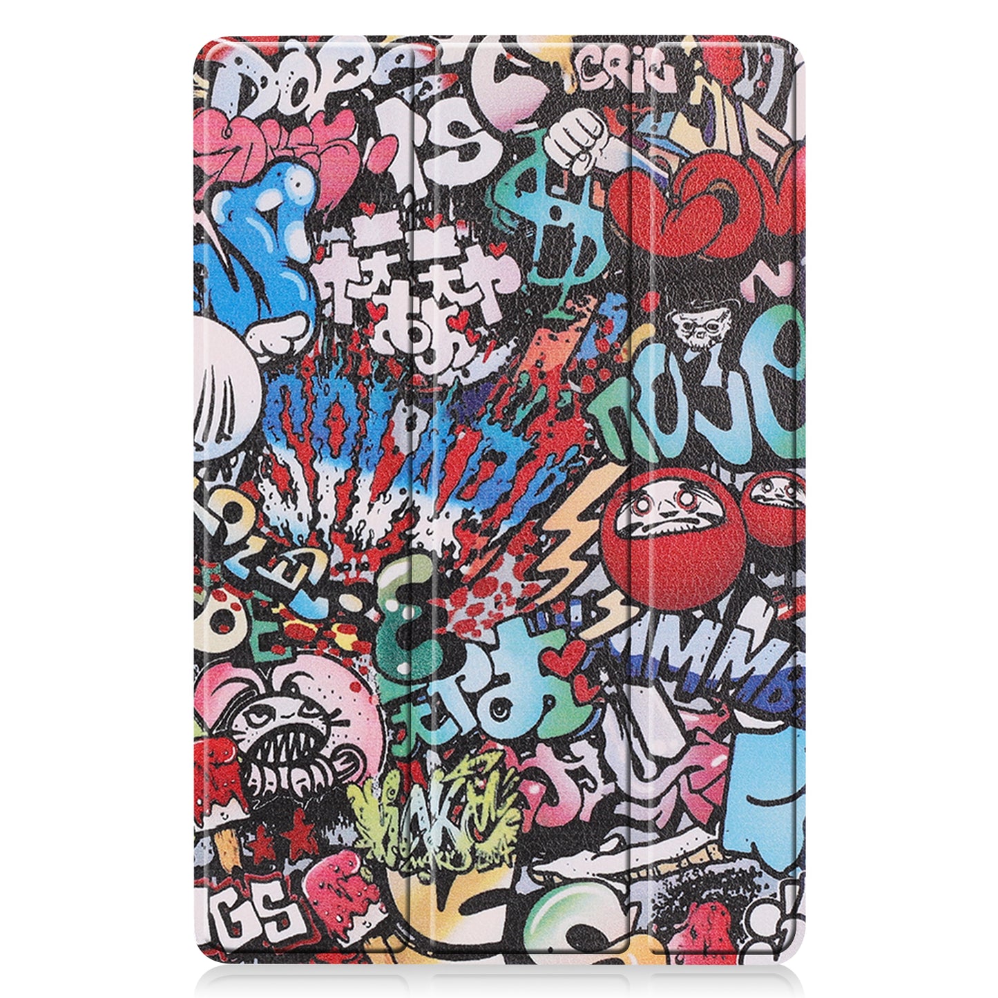 For Samsung Galaxy Tab S9 FE Case Pattern Printing Trifold Stand Tablet Cover - Graffiti