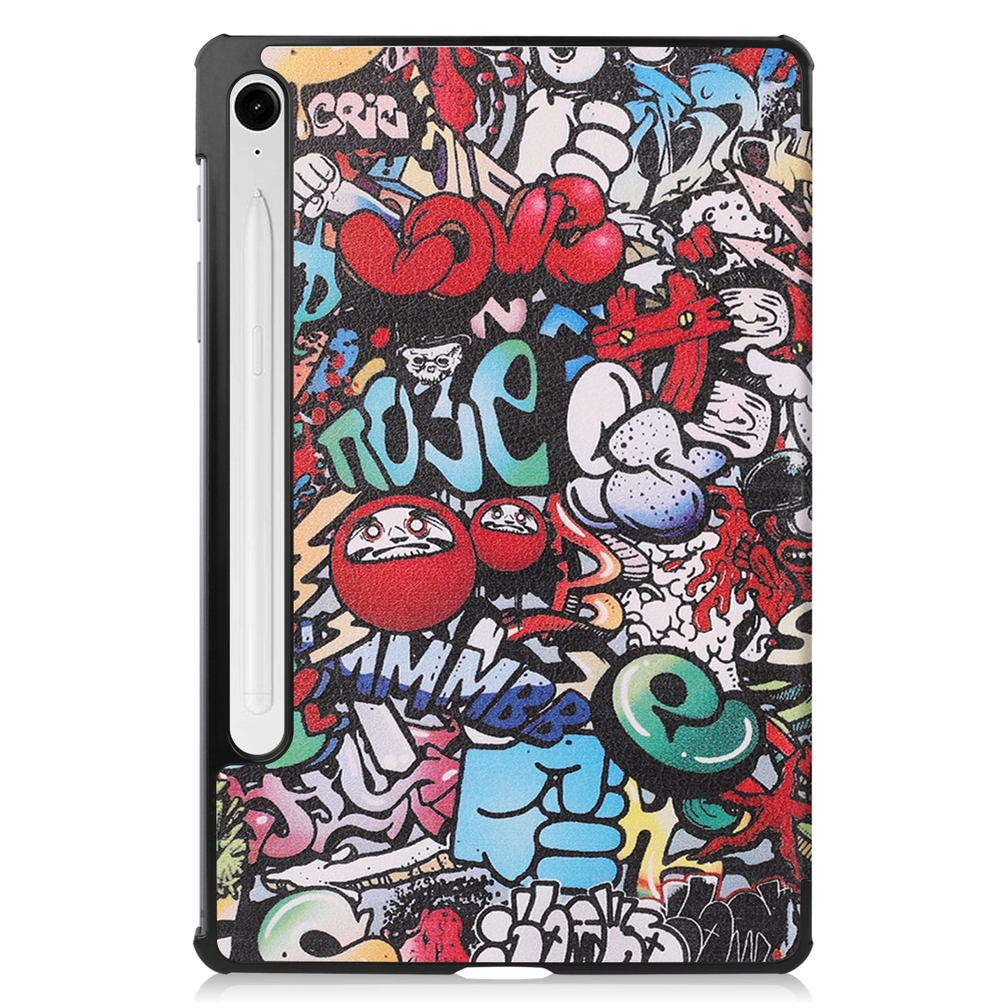 For Samsung Galaxy Tab S9 FE Case Pattern Printing Trifold Stand Tablet Cover - Graffiti