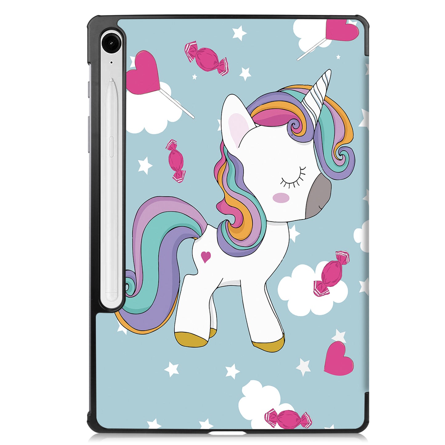 For Samsung Galaxy Tab S9 FE Case Pattern Printing Trifold Stand Tablet Cover - Horse