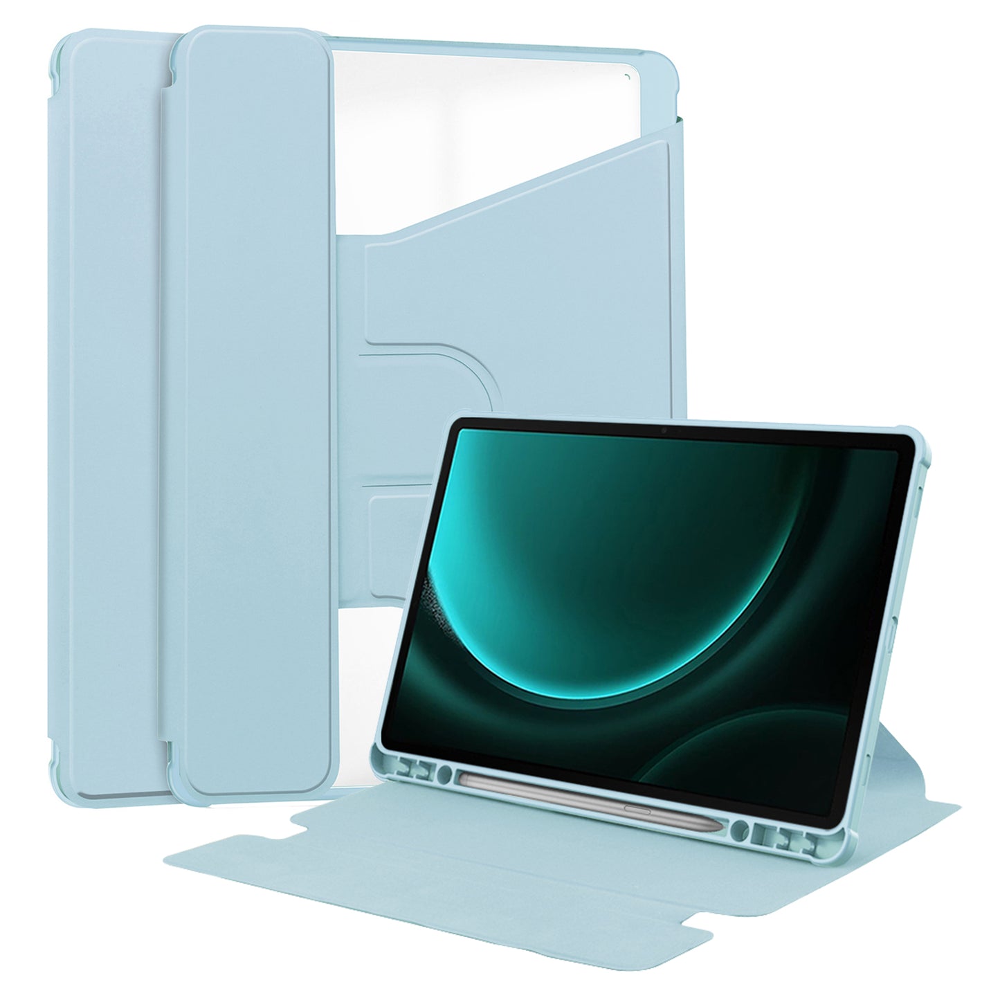 For Samsung Galaxy Tab S9 FE+ Case Rotating Stand Tablet Cover (without Keyboard) - Sky Blue