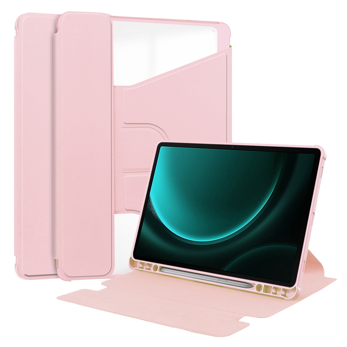 For Samsung Galaxy Tab S9 FE+ Case Rotating Stand Tablet Cover (without Keyboard) - Pink