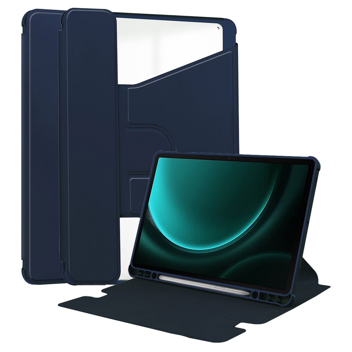 For Samsung Galaxy Tab S9 FE+ Case Rotating Stand Tablet Cover (without Keyboard) - Dark Blue
