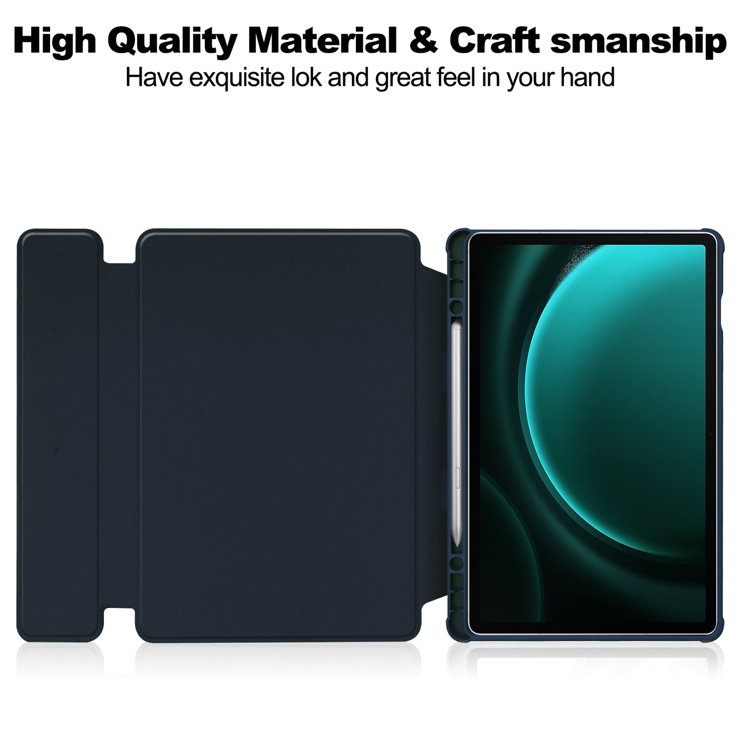 For Samsung Galaxy Tab S9 FE+ Case Rotating Stand Tablet Cover (without Keyboard) - Dark Blue
