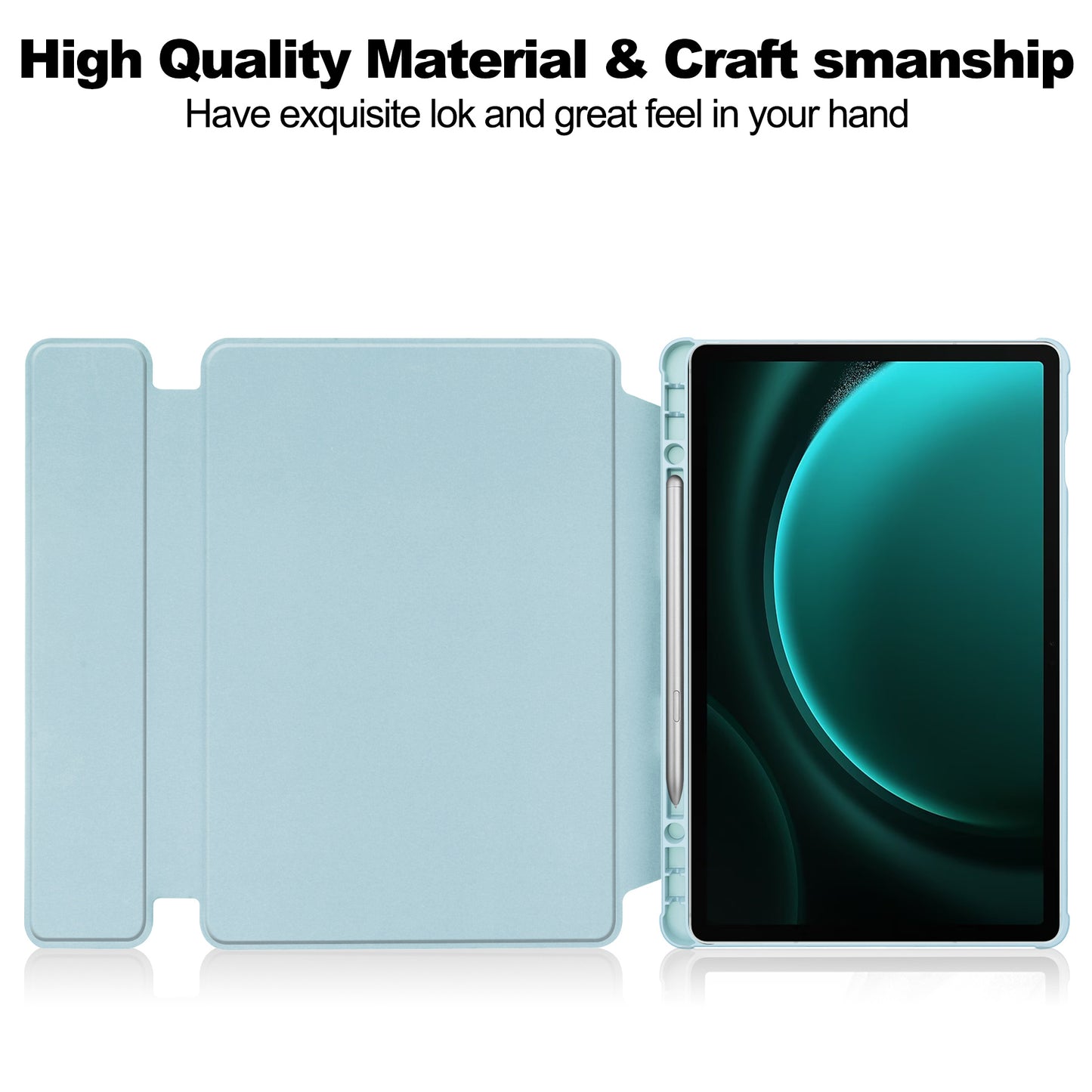 For Samsung Galaxy Tab S9 FE+ Case with Bluetooth Keyboard Rotary Stand Tablet Cover - Sky Blue